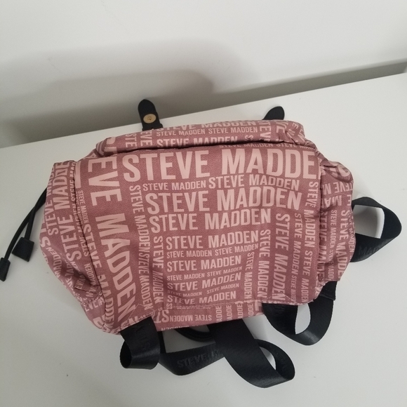 Steve Madden Branded Satin Drawstring Backpack Blush Pink - Picture 6 of 14